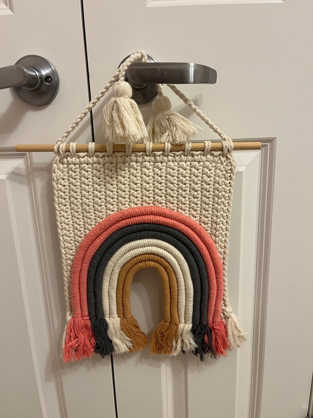 Cloud Island Woven Boho Rainbow Macrame Tapestry Wall Hanging Decor